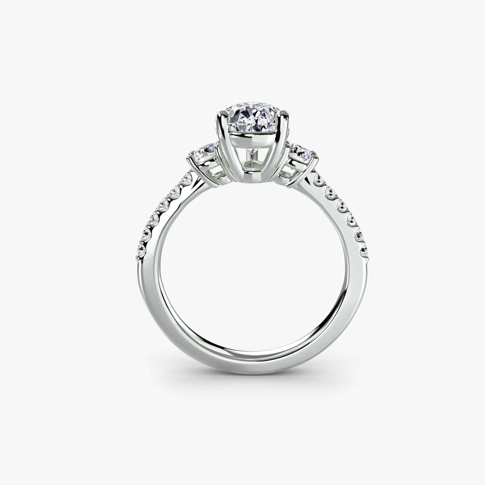 Three-Stone Ring with Pavé Band 5