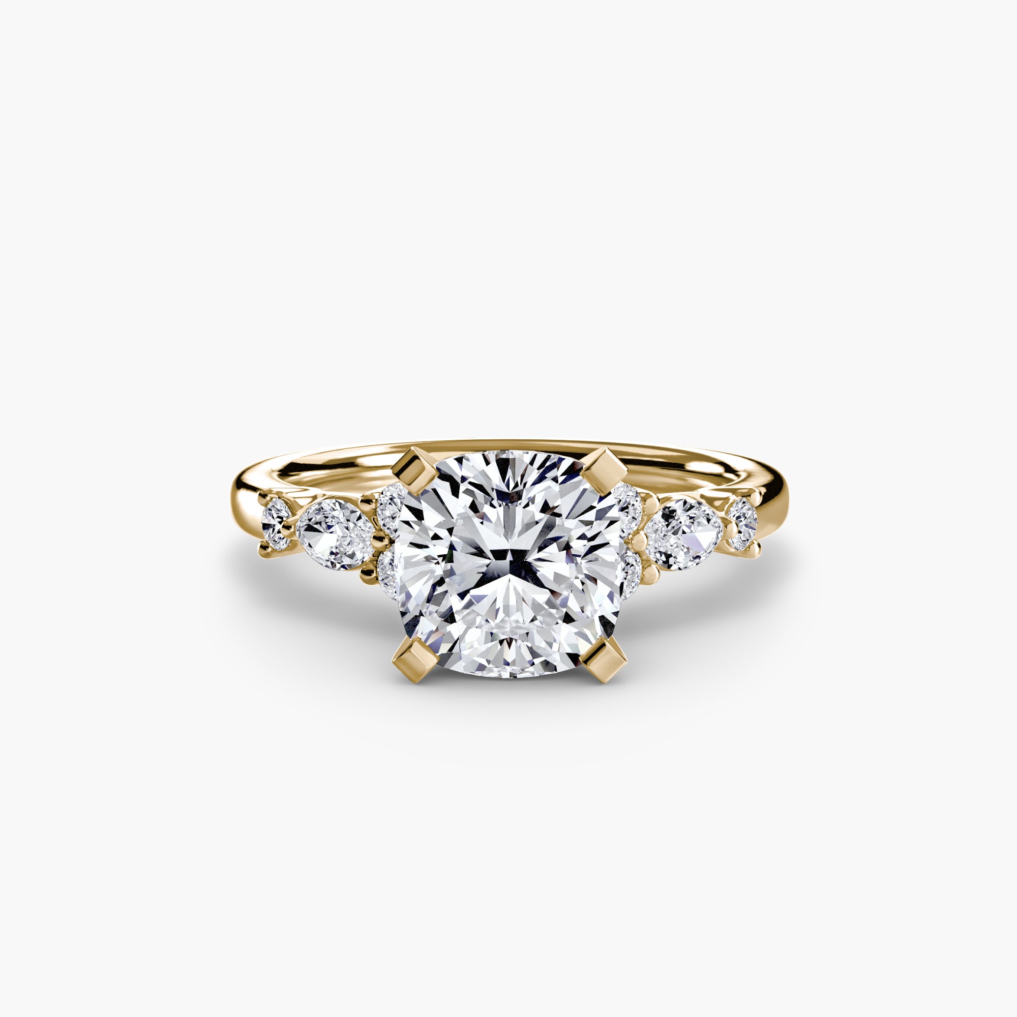 Anello Solitario con Accenti Floreali