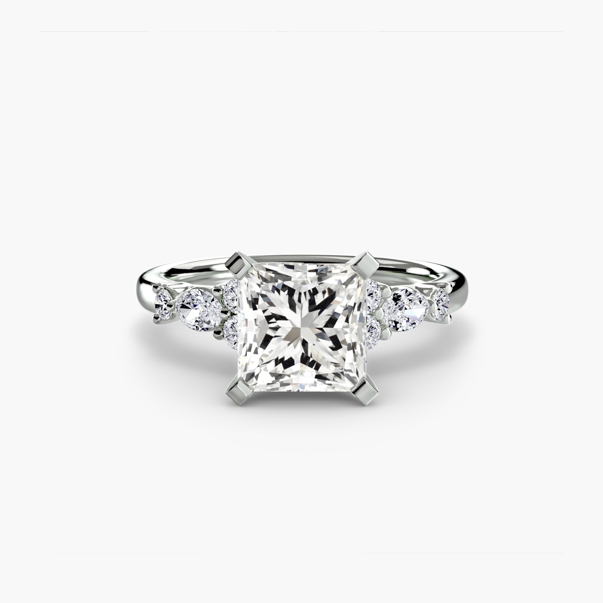 Anello Solitario con Accenti Floreali