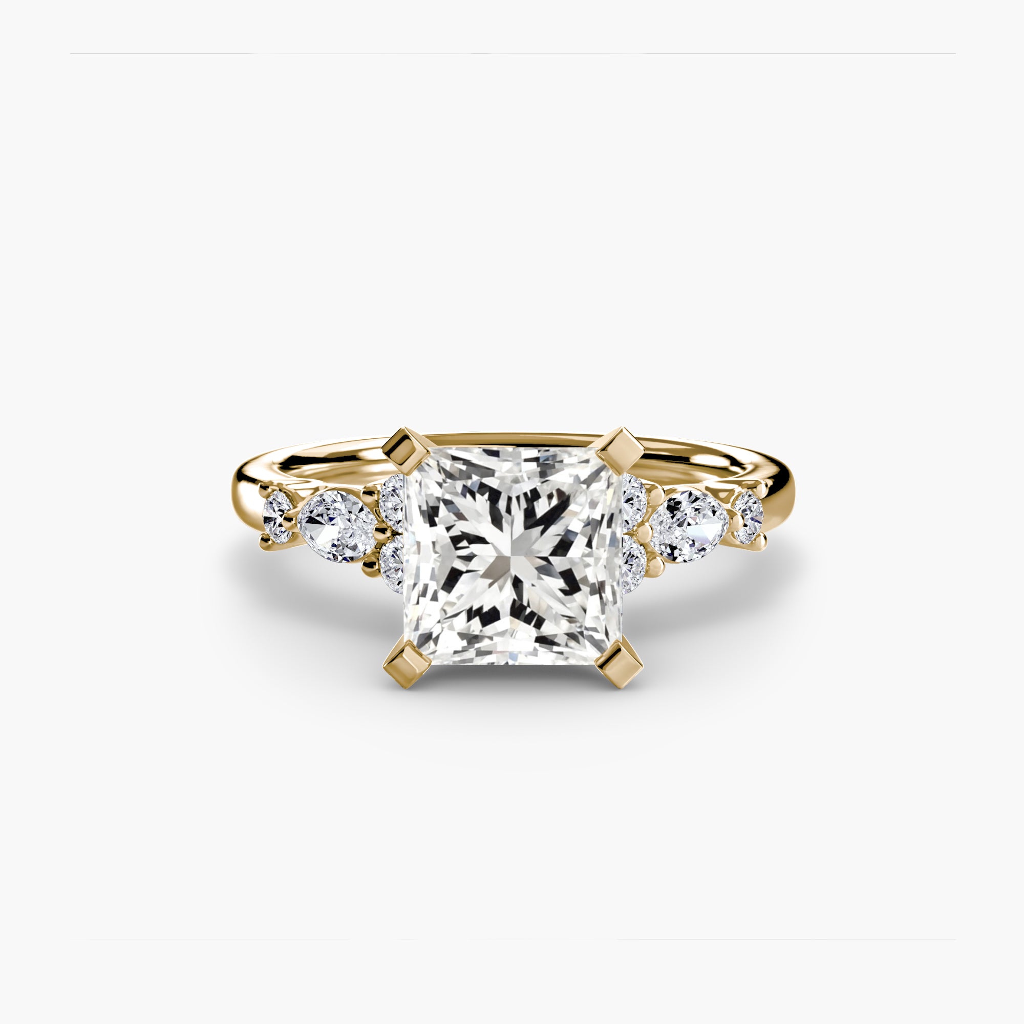 Anello Solitario con Accenti Floreali