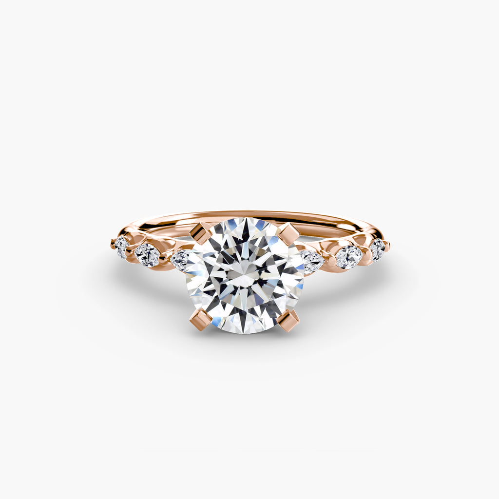 Anello Solitario con Accenti Floreali