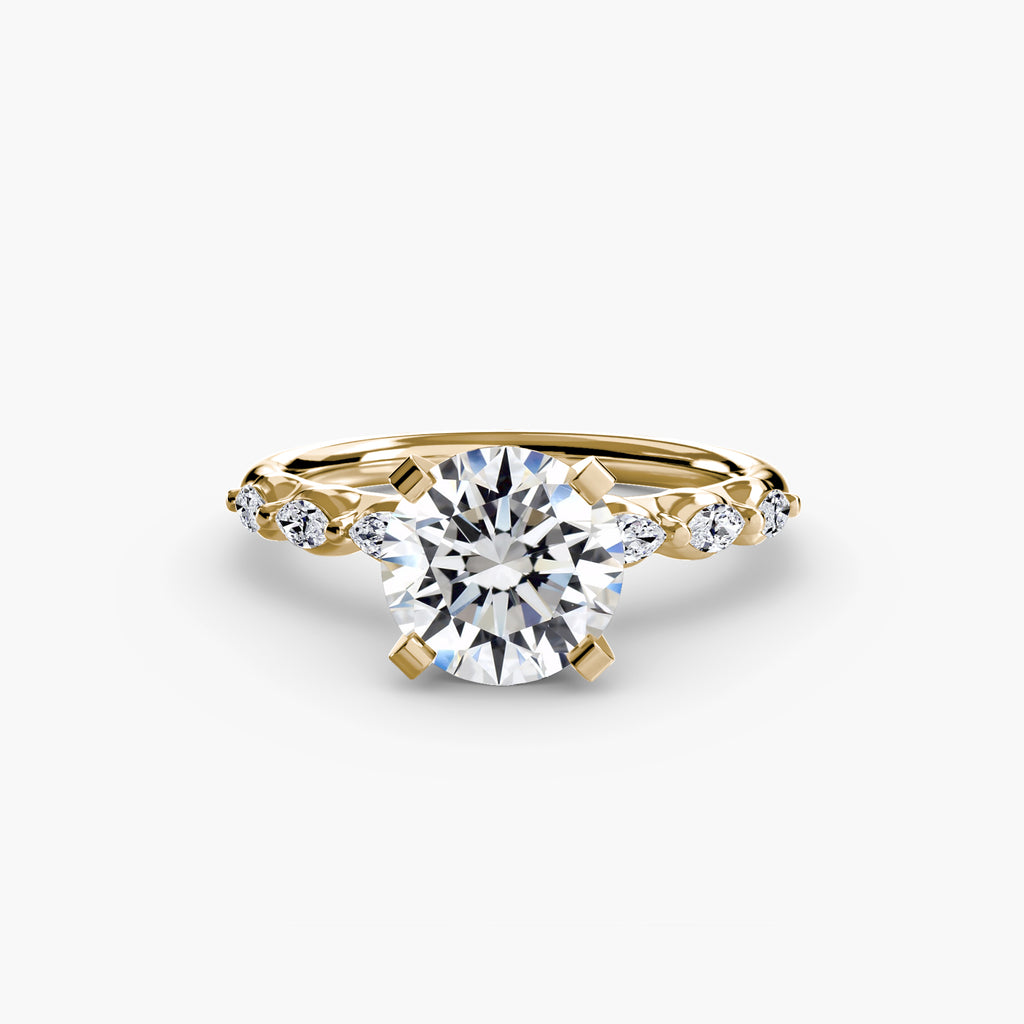 Anello Solitario con Accenti Floreali